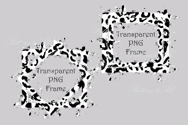 White Leopard Transparent Frames, Splash Sublimation Design, Digital Paper, Leopard print texture, Leopard Print Sublimation Patches PNG 3D Paper ArtStudio 