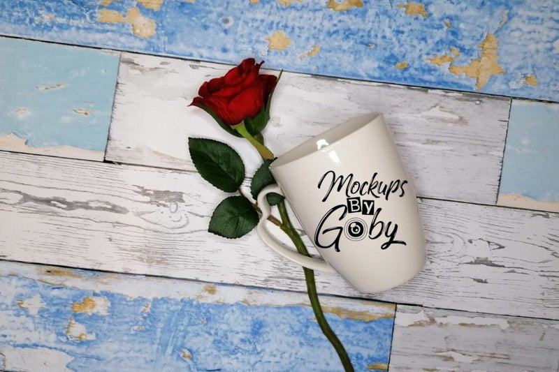 White Mug Mockups, Red Roses, Love Mock Ups, Valentine's day Mockup, Coffee Mug, Flat Lay, Digital Mockups, Valentine Mock Ups, Jpg Image Mock Up Photo ArtStudio 