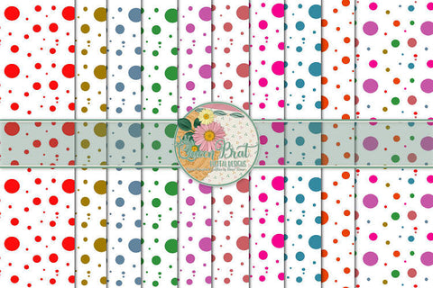 White Papers Colored Dots Digital Pattern QueenBrat Digital Designs 