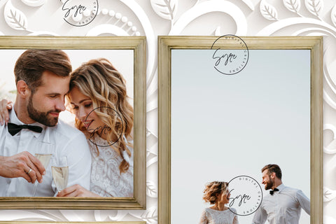 White Photo Tumbler Png, Wedding Tumbler Wrap, 4 Photo Collage Design, Add Your Text, White Floral 20 oz Skinny Tumbler Sublimation wrap PNG Sublimation Syre Digital Creations 