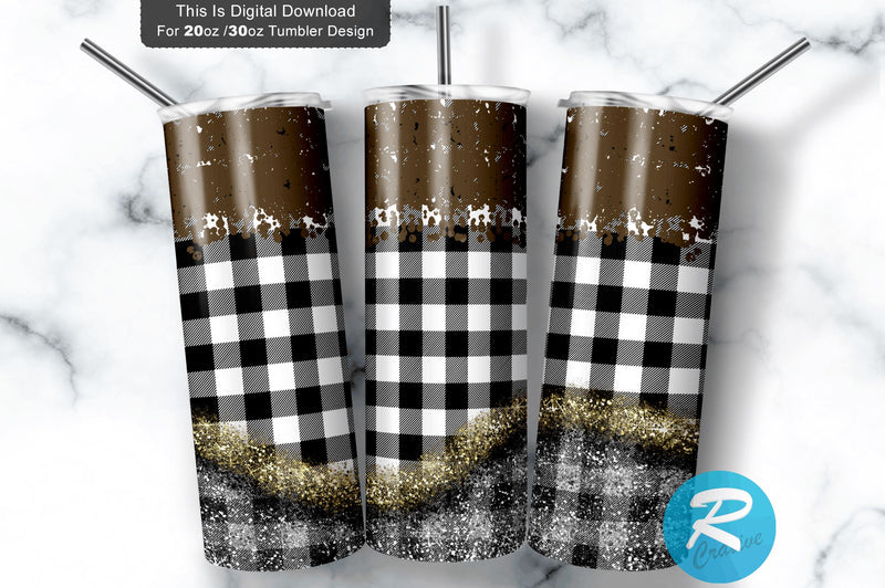 White Plaid Chocolate Drip 20 oz / 30 oz Tumbler PNG Sublimation Regulrcrative 