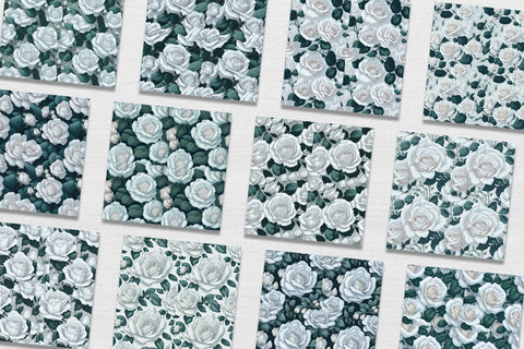 White Rose Digital Paper Seamless Floral Pattern Digital Pattern artnoy 