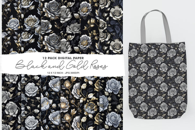 White Rose Gold Digital Paper & Seamless Pattern Digital Pattern artnoy 