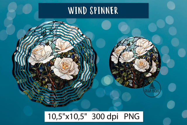 White roses PNG Wind Spinner Sublimation Olga Boat Design 