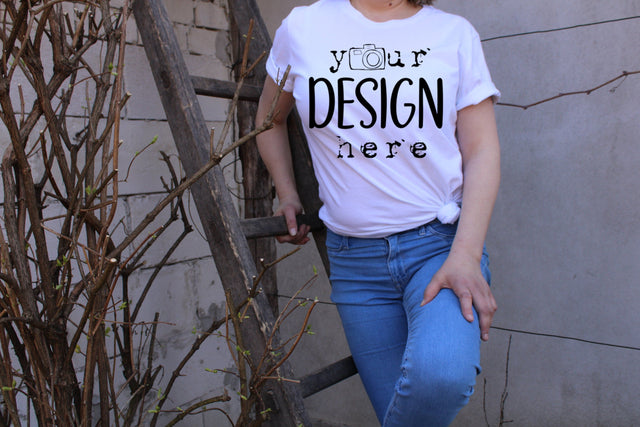 White T-shirt Mock Ups, Plants, Nature Mockup,Bella Canvas Shirt, Flat Lay Picture,SVG Sublimation,Woman Model Design, Outdoors JPG picture Mock Up Photo ArtStudio 