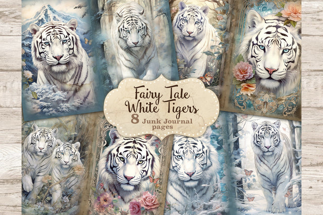 White Tiger Junk Journal | Fairytale Digital Art SVG GlamArtZhanna 