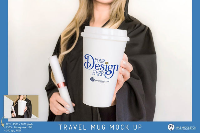 White Travel Mug Mock up | Graduation, Styled Photo Mock Up Photo Mae Middleton Studio 