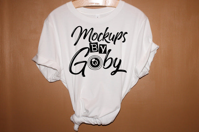 White Tshirt on Hanger Mockup, Unisex design, Bella canvas T-shirts Mock ups, Mock Up Photo ArtStudio 