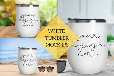 White Tumbler Mock Up Bundle - 3 Mock Up Photo MockupSvgVenue 