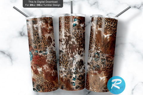 White Western-Cowhide 20 oz / 30 oz Tumbler PNG Sublimation Regulrcrative 