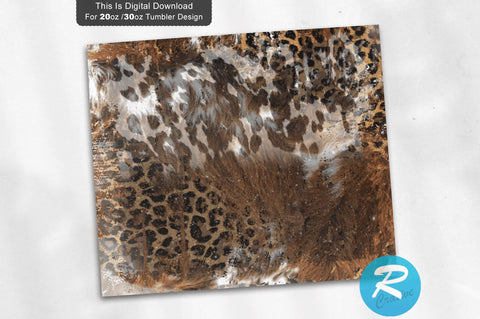 White Western Cowhide Leopard 20 oz / 30 oz Tumbler PNG Sublimation Regulrcrative 