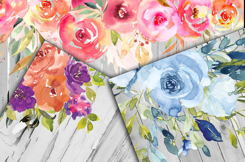 White Wood Floral Digital Papers Digital Pattern Old Market 