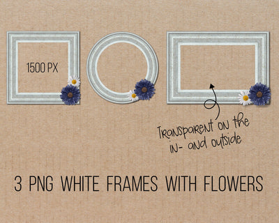White wooden frames PNG Digital Pattern Boertiek 