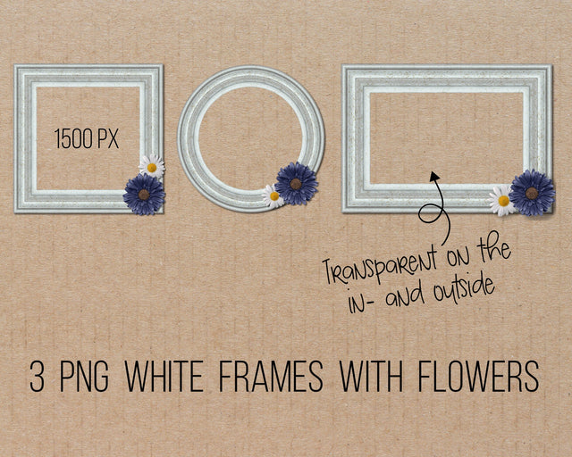 White wooden frames PNG Digital Pattern Boertiek 