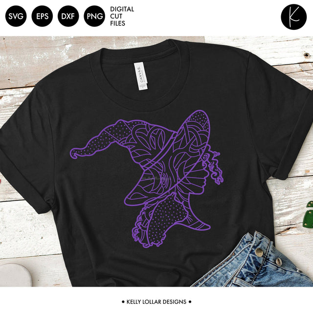 Wiccan Witch Silhouette SVG Kelly Lollar Designs 