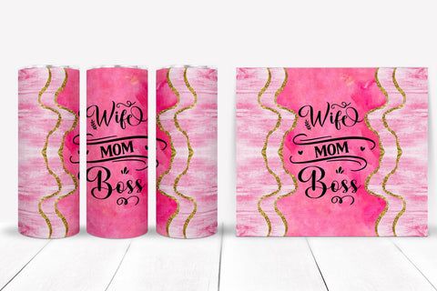 Wife Mom Boss Tumbler Sublimation I Mothers Day Tumbler PNG Sublimation Happy Printables Club 