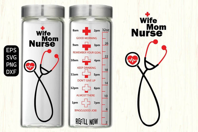 Wife mom nurse water tracker SVG, Stethoscope Clipart SVG Paper Switch 