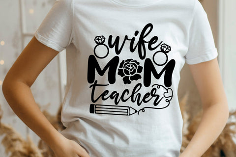 Wife Mom Teacher| Teacher Mom SVG Cutting Files. SVG CosmosFineArt 
