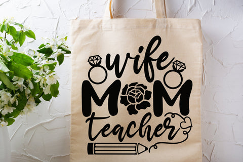 Wife Mom Teacher| Teacher Mom SVG Cutting Files. SVG CosmosFineArt 
