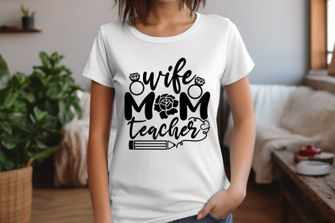 Wife Mom Teacher| Teacher Mom SVG Cutting Files. SVG CosmosFineArt 