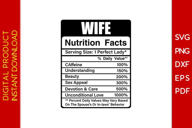 Wife Nutrition Facts SVG PNG PDF Cut File SVG Creativedesigntee 