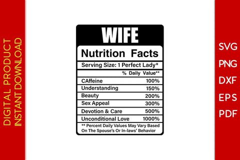 Wife Nutrition Facts SVG PNG PDF Cut File SVG Creativedesigntee 