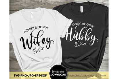 Wifey Shirt SVG | Hubby Shirt SVG | Just Married SVG | Honey Moonin` SVG March Design Studio 