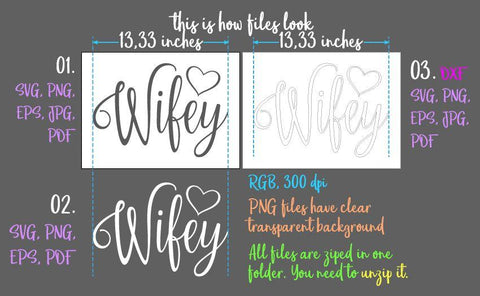 Wifey SVG DXF PNG PDF JPG SVG Digitals by Hanna 