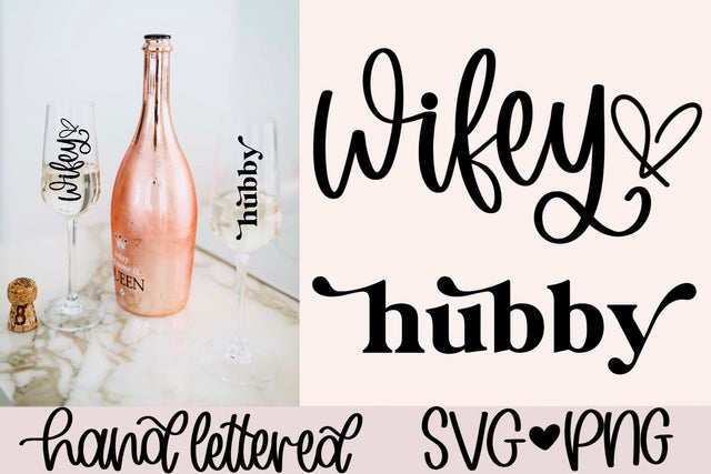 Wifey svg, Hubby svg, mr and mrs svg, bride and groom svg, honeymoon svg, hand lettered svg, wedding sign svg, his and hers svg, married svg SVG AnitaAlyiaLettering 