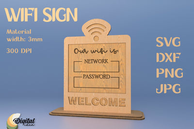 Wifi Sign for Home. Wifi SVG. Laser Sign SVG Evgenyia Guschina 