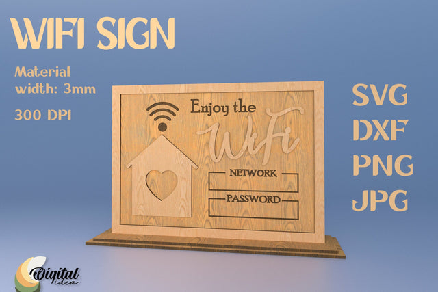 Wifi Sign for Home. Wifi SVG. Laser Sign SVG Evgenyia Guschina 