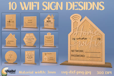 Wifi Signs Bundle Laser Cut. Home Designs SVG SVG Evgenyia Guschina 
