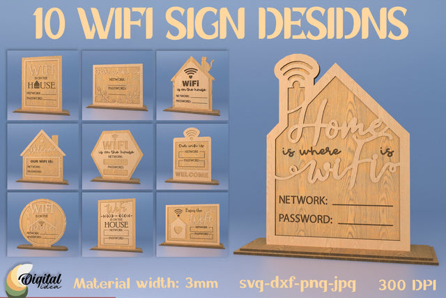 Wifi Signs Bundle Laser Cut. Home Designs SVG SVG Evgenyia Guschina 