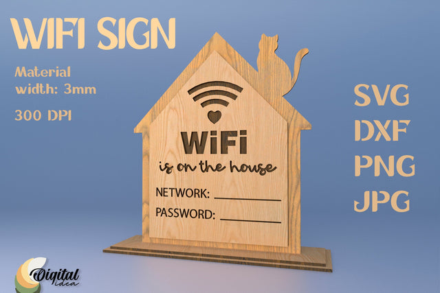 Wifi SVG. Laser Sign. House Laser Cut. Wifi Sign For Home SVG Evgenyia Guschina 