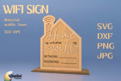 Wifi SVG. Laser Sign. House Laser Cut. Wifi Sign For Home SVG Evgenyia Guschina 