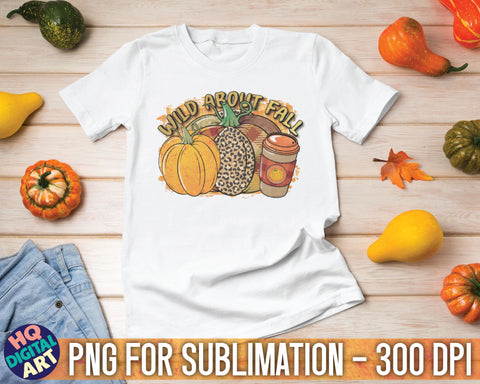 Wild about Fall with plaid background Sublimation PNG Sublimation HQDigitalArt 