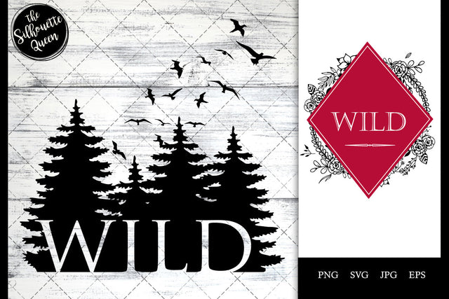 Wild against Trees with Birds Flying SVG SVG Loveleen Kaur 
