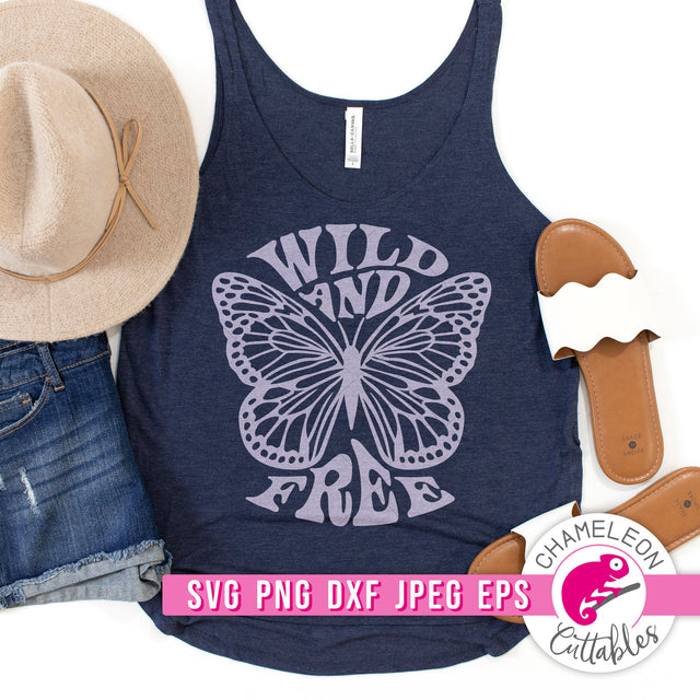 Wild and Free Butterfly Retro svg png dxf eps jpeg SVG Chameleon Cuttables 