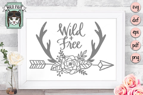 Wild And Free Floral Antlers SVG Cut File SVG Wild Pilot 