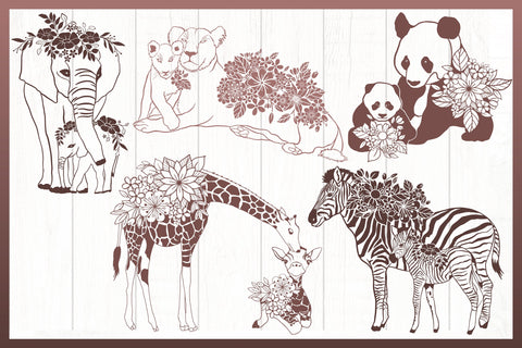 Wild Animal Floral Mandala SVG Bundle | Mother And Baby SVG SVG Harbor Grace Designs 