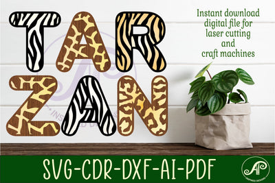 Wild animal print letters alphabet set. 78 layered letter - So Fontsy