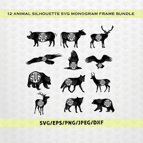 Wild Animals Monogram Bundle SVG EPS DXF PNG SVG CoralCutsSVG 