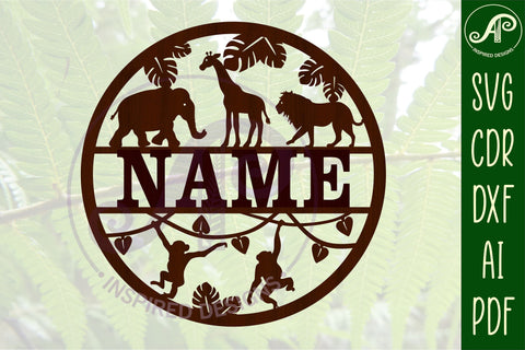 Wild animals name sign svg laser cut template SVG APInspireddesigns 