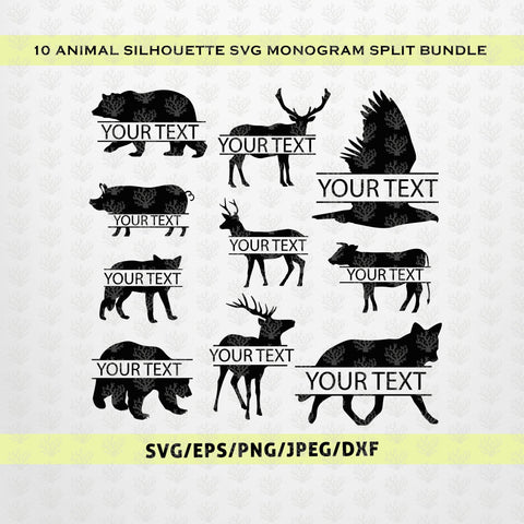 Wild Animals – Split Monogram Bundle SVG EPS DXF PNG SVG CoralCutsSVG 