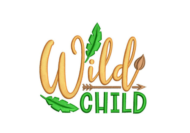 Wild child embroidery design, Kids embroidery file, 4 sizes, Instant download Embroidery/Applique DESIGNS Nino Nadaraia 