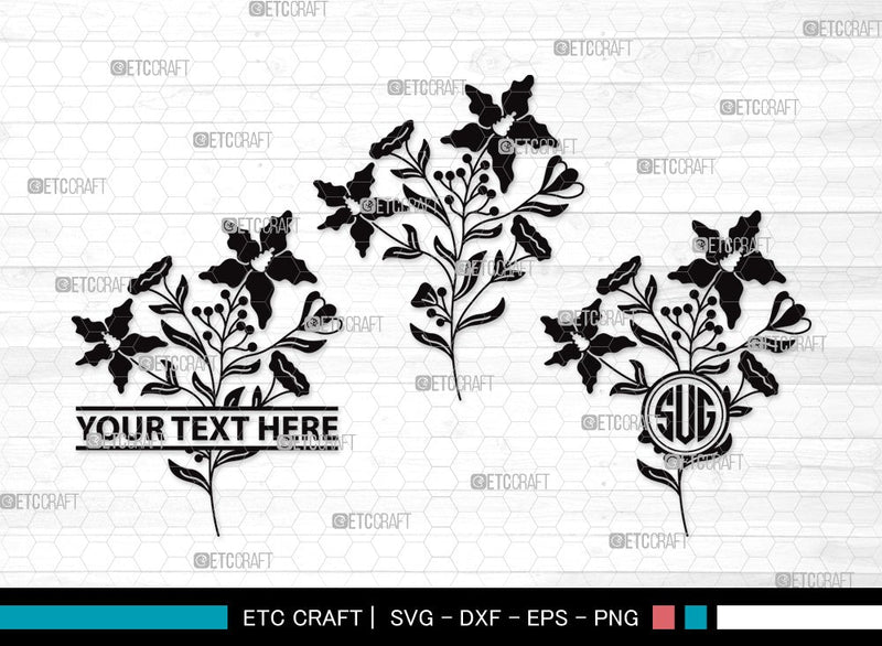 Wild Flower Monogram SVG | Flower Svg | Wild Flower Clipart | Wild ...