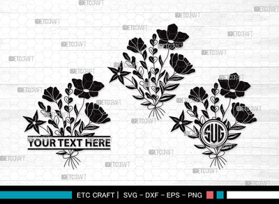 Wild Flower Monogram SVG | Flower Svg | Wild Flower Clipart | Wild Flower Clipart SVG ETC Craft 
