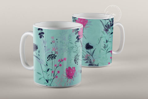 Wild Flower Print Mug Design, Floral Sublimation Wrap, Earthy Boho Floral Mug Wrap, Printable 11 & 15 Oz Mug Cricut Press Sublimation Wrap Sublimation Syre Digital Creations 