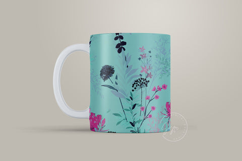 Wild Flower Print Mug Design, Floral Sublimation Wrap, Earthy Boho Floral Mug Wrap, Printable 11 & 15 Oz Mug Cricut Press Sublimation Wrap Sublimation Syre Digital Creations 
