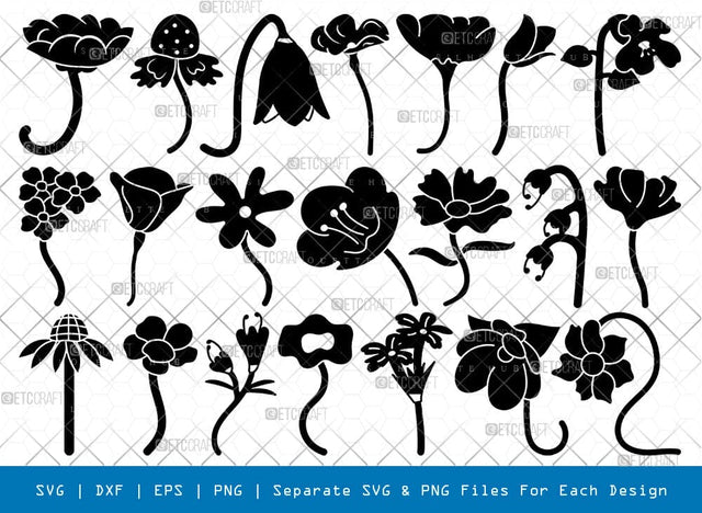 Wild Flower Silhouette, Flower SVG, Floral Svg, Poppy Flowers Svg, Wildflowers Svg, Flower Bundle, SB00834 SVG ETC Craft 